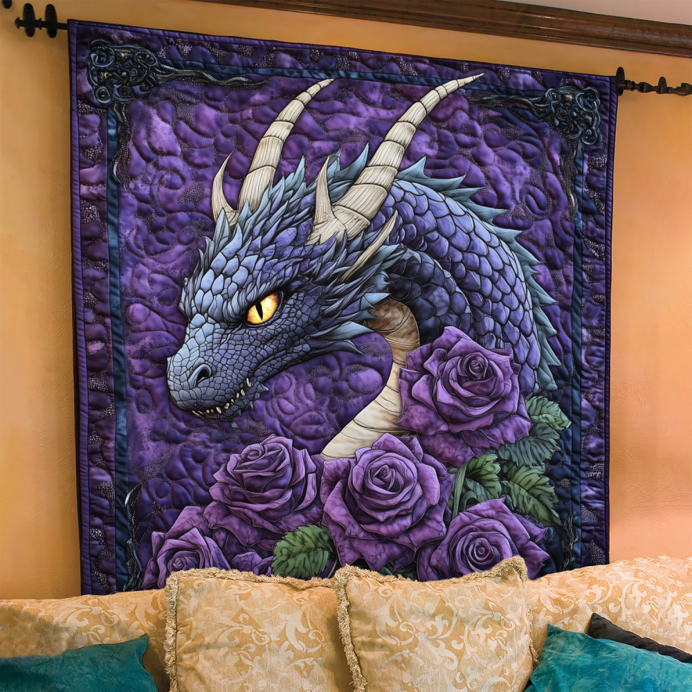 Dragon Violet Quilted Blanket - Image 2