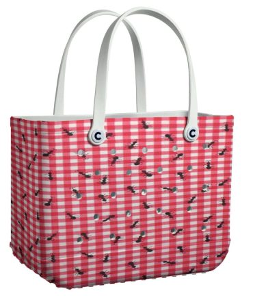 Stylish Red Gingham Tote Bag With Ant Pattern – Spacious, Durable & Trendy Handbag For Everyday Use