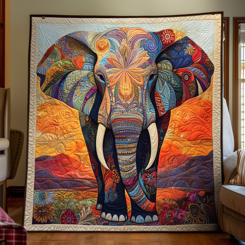Mystic Elephant Quilted Blanket - Image 2