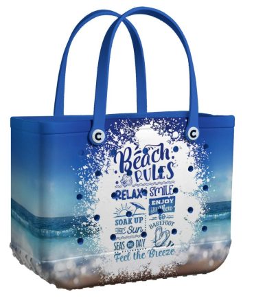 Beach Rules Tote Bag – Relax, Smile & Enjoy The Sun In Style , Durable, Waterproof & Spacious