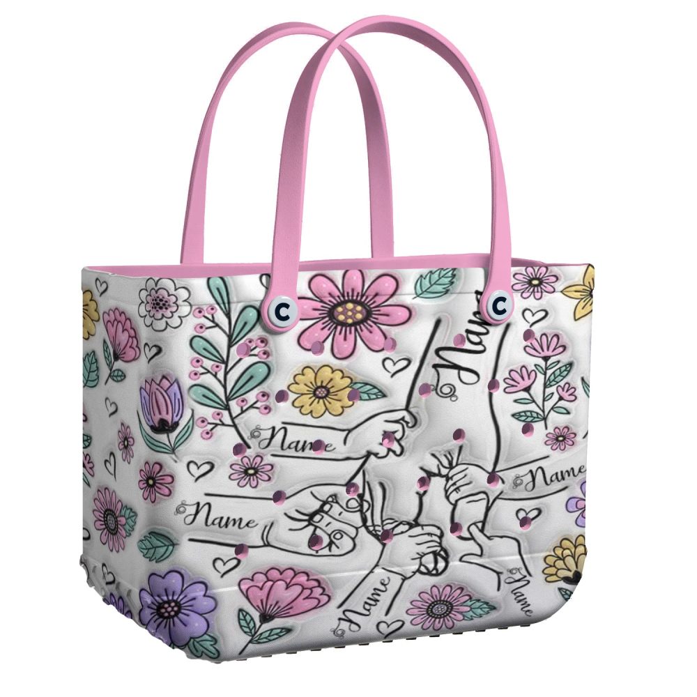 Custom Floral Tote Bag – Personalized Name Design, Durable & Stylish For Everyday Use