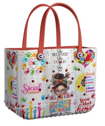 Empowering Social Worker Tote Bag – Colorful Inspirational Design, Perfect Gift For Advocates