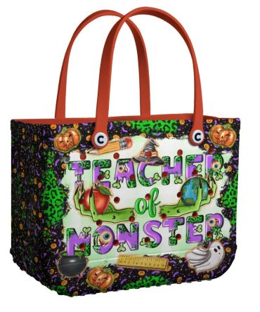 Spooky 'Teacher Of Monster' Halloween Tote Bag – Fun & Festive Design For Educators