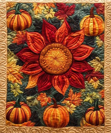 Autumn Sunflower Harvest Quilted Blanket