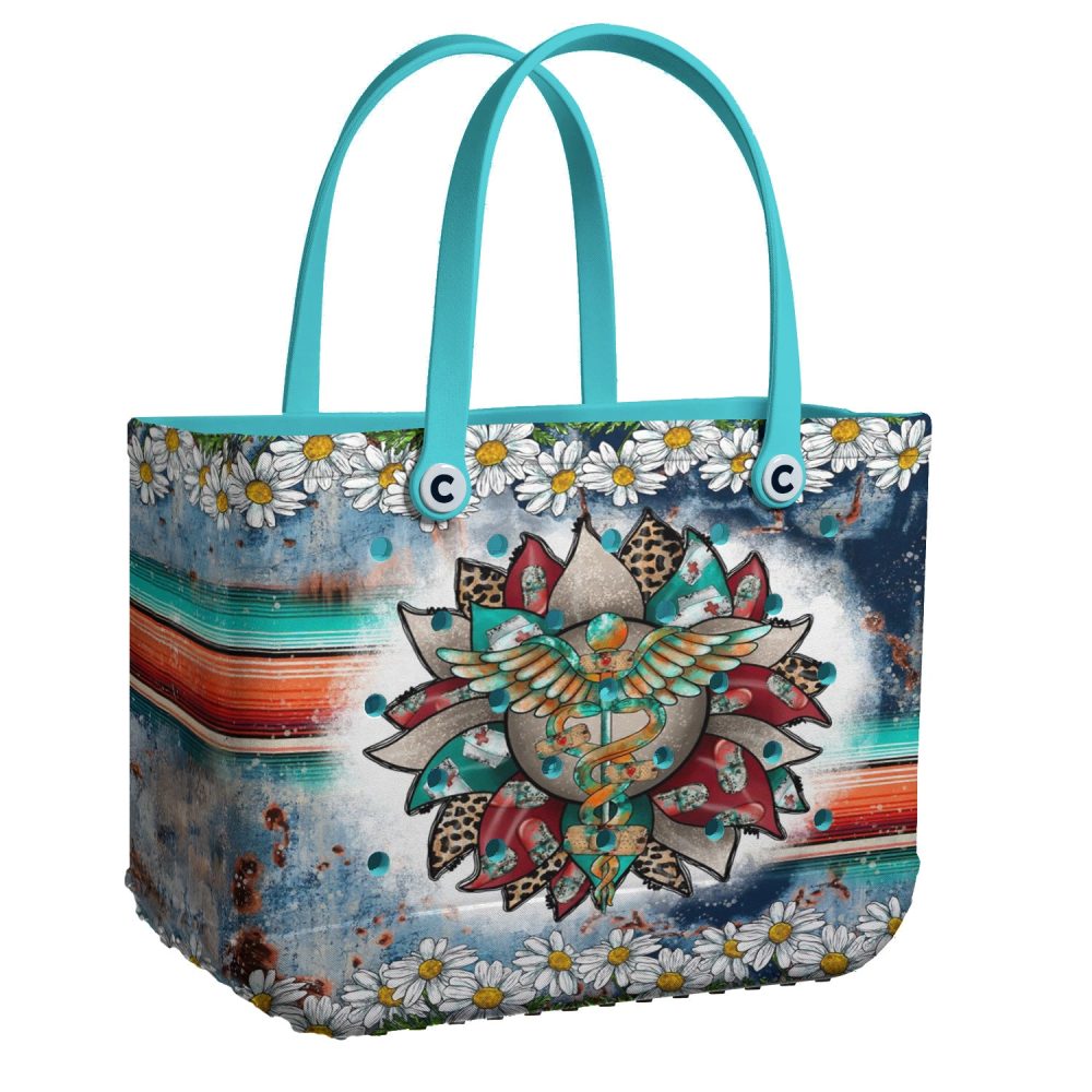 Boho Chic Tote Bag With Floral & Tribal Art - Perfect For Casual Outings