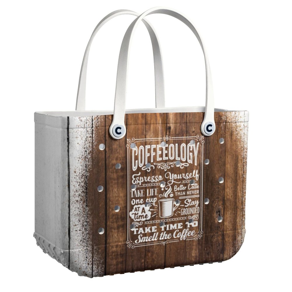 Rustic Coffee Tote Bag - Vintage Wooden Design, Eco-Friendly Shopping Companion