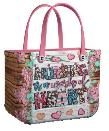 Chic Nurse Tote Bag - 'Nursing Is A Work Of Heart' Design, Perfect Gift For Healthcare Heroes