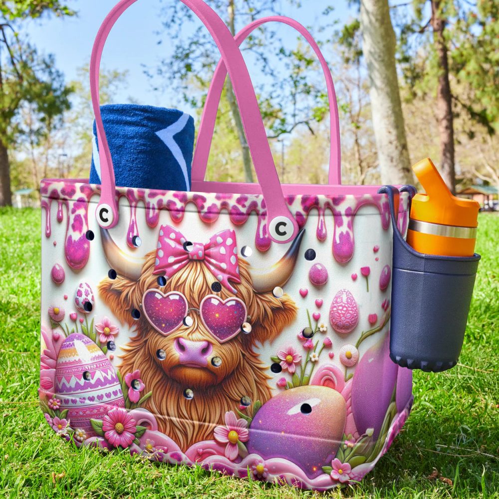 Bucket Tote Bag, Limited Edition Bogg Bag, Beach Bag Highland Easter - Image 2