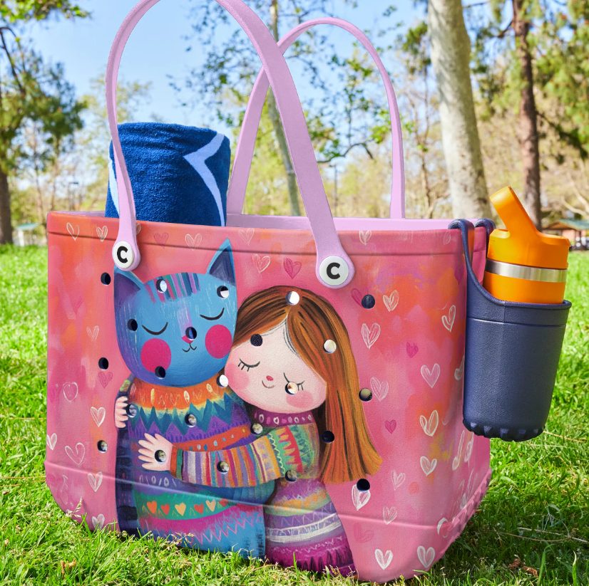 Bucket Tote Bag, Limited Edition Bogg Bag, Beach Bag Vibrant Friendship - Image 4