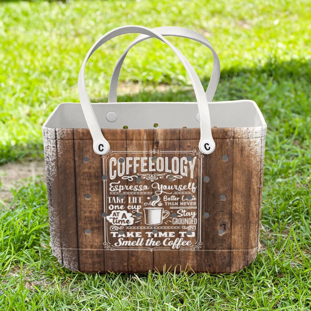 Rustic Coffee Tote Bag - Vintage Wooden Design, Eco-Friendly Shopping Companion - Image 5