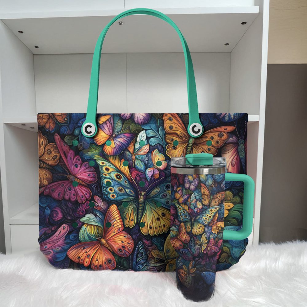 Colorful Butterfly Tote Bag – Stylish & Spacious Handbag For Everyday Use - Image 2