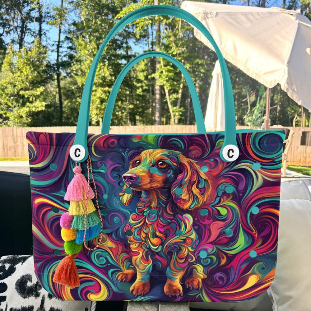 Colorful Dachshund Tote Bag – Vibrant Art Design, Durable & Spacious For Everyday Use - Image 3