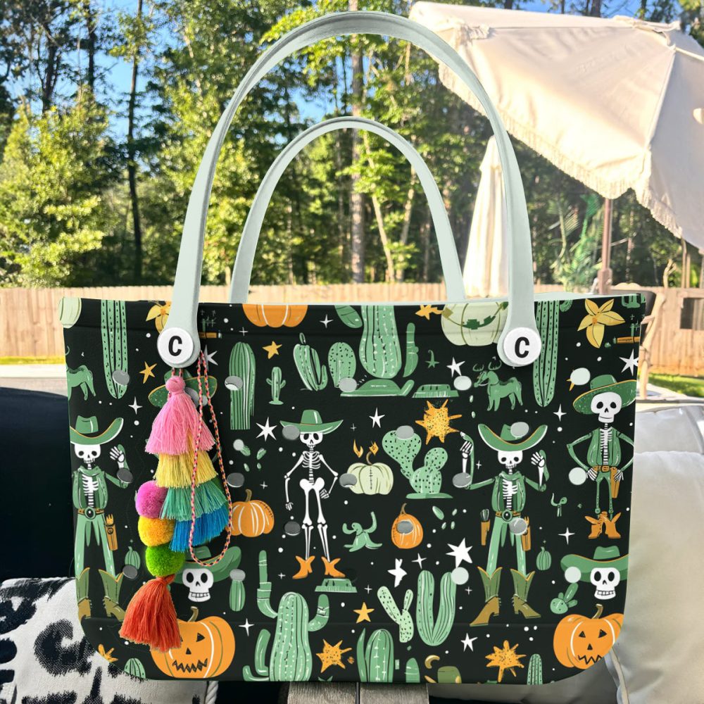 Spooky Skeleton Cactus Tote Bag – Halloween Style For Fun & Functionality! - Image 5