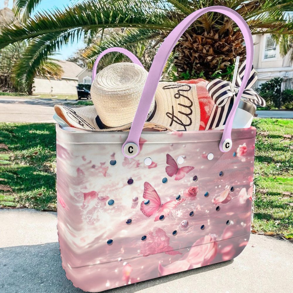 Bucket Tote Bag, Limited Edition Bogg Bag, Beach Bag Butterfly Dream - Image 2