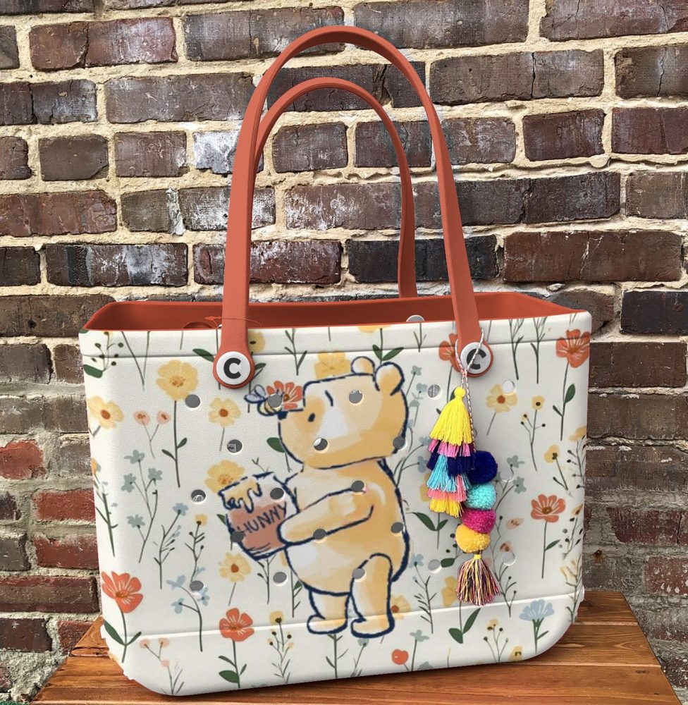 Charming Floral Tote Bag With Cute Bear Design – Perfect For Everyday Use! - Image 5