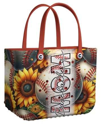 Baseball Mom Tote Bag - Stylish Sunflower & Baseball Design - Perfect Gift For Sports Lovers
