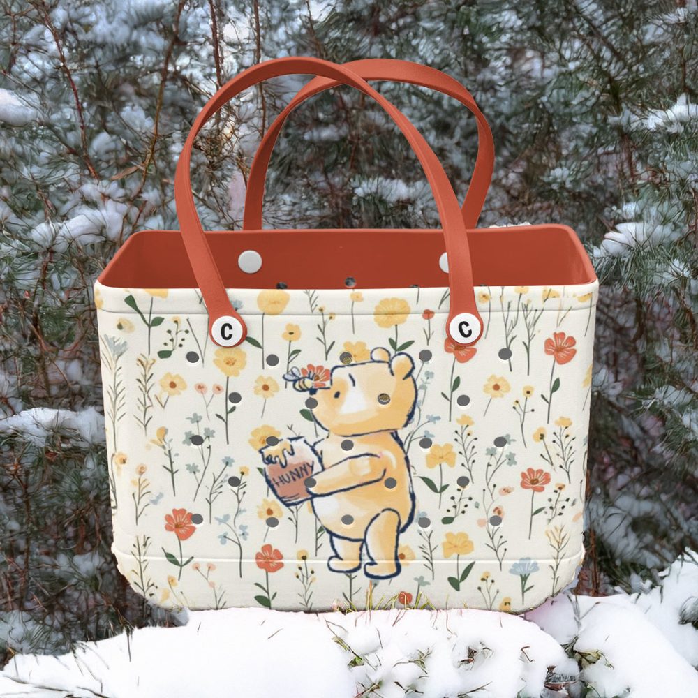 Charming Floral Tote Bag With Cute Bear Design – Perfect For Everyday Use! - Image 6