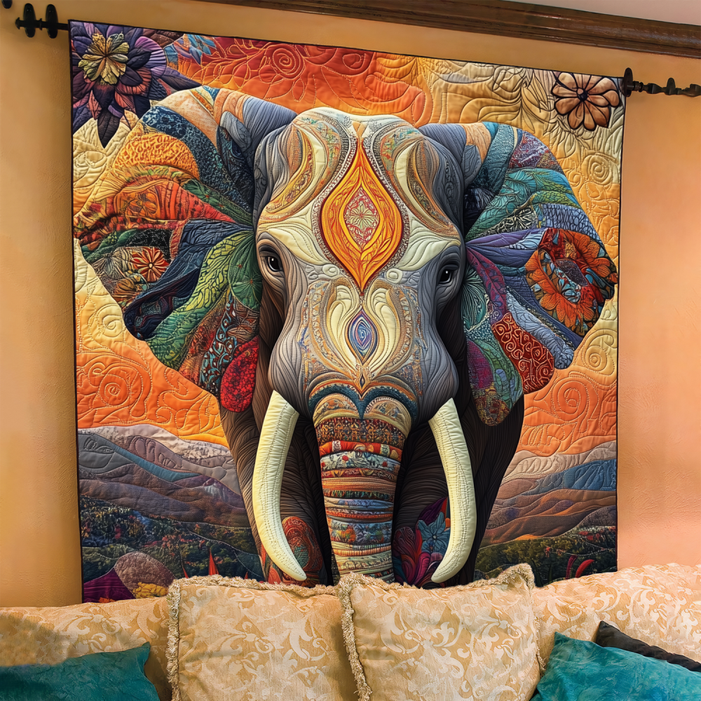 Moonlit Elephant Quilted Blanket - Image 2