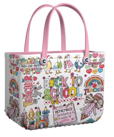 Colorful Teacher Tote Bag - Back To School Design With Inspirational Graphics