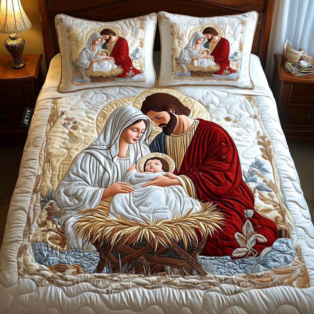 Radiant Blessing 3-Piece Quilted Bedding Set
