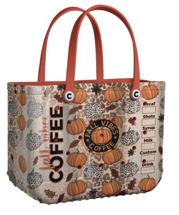 Fall Vibes Coffee Tote Bag - Pumpkin & Leopard Print - Perfect Autumn Accessory!