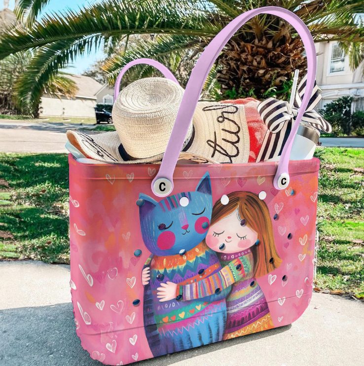 Bucket Tote Bag, Limited Edition Bogg Bag, Beach Bag Vibrant Friendship - Image 3