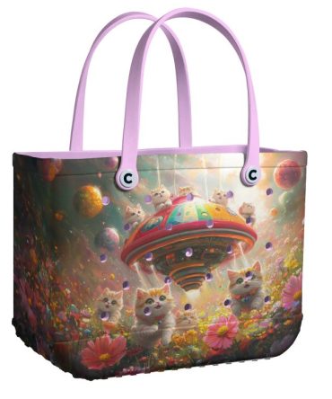 Bucket Tote Bag, Limited Edition Bogg Bag, Beach Bag Sunlit Space Paws