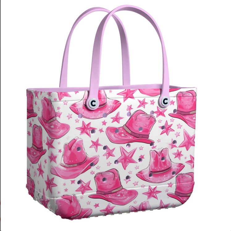 Bucket Tote Bag, Limited Edition Bogg Bag, Beach Bag Pink Cowgirl