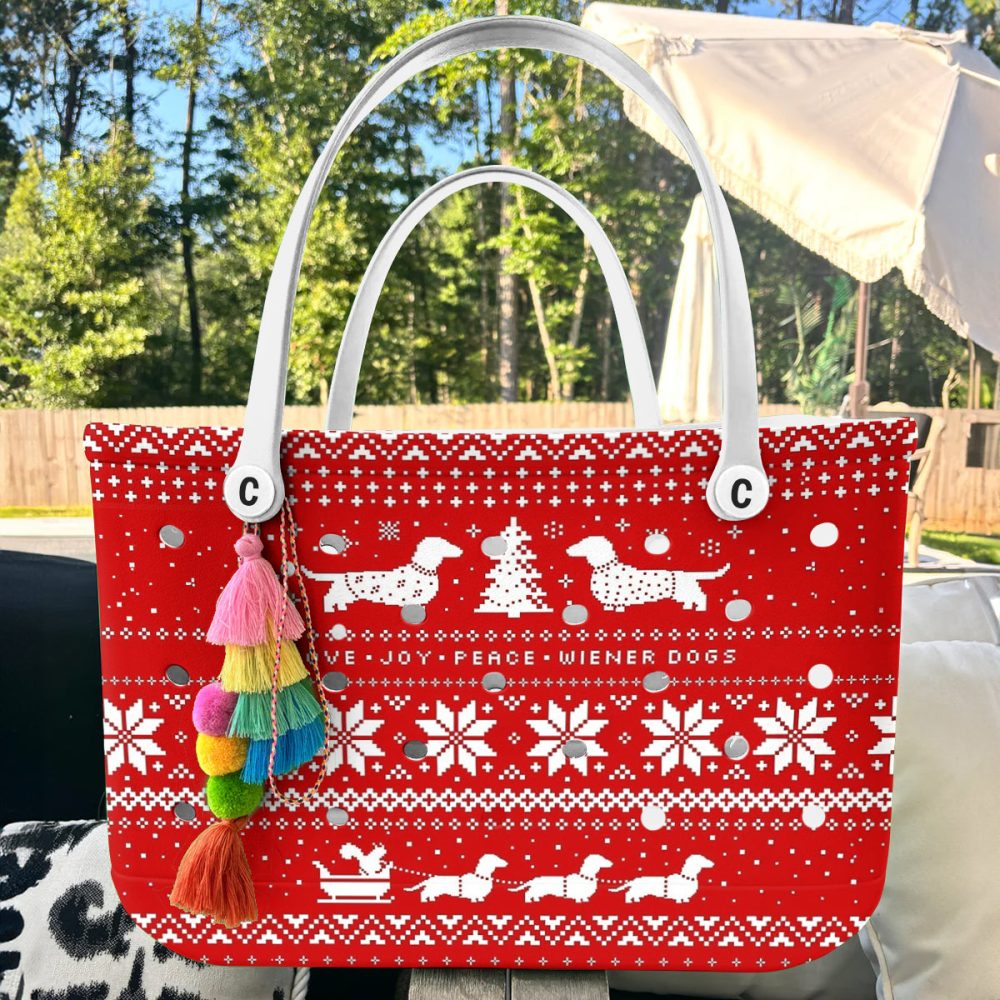 Bucket Tote Bag, Limited Edition Bogg Bag, Beach Bag Festive Franks - Image 5