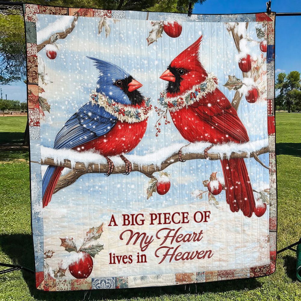 A Big Piece Of My Heart Lives In Heaven Art Quilt Hanging - Image 2