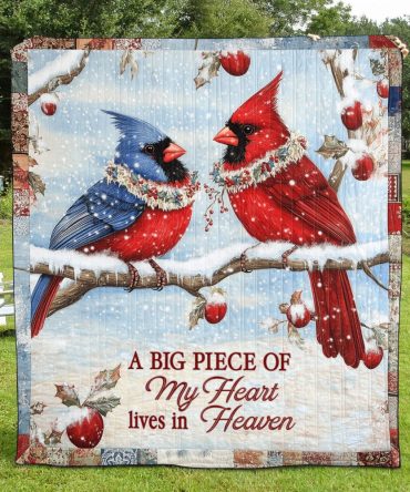 A Big Piece Of My Heart Lives In Heaven Art Quilt Hanging