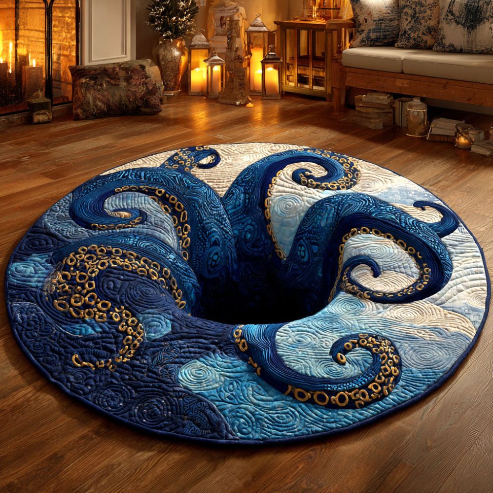Abyss Tentacles Quilted Round Mat