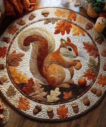 Acorn Tales Quilted Round Mat