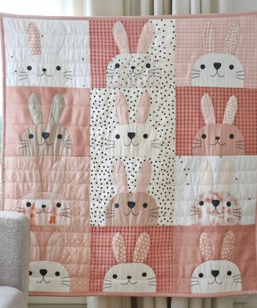 Adorable Bunny Patch Quilted Blanket