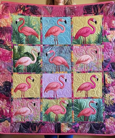 Adorable Flamingo Quilted Blanket