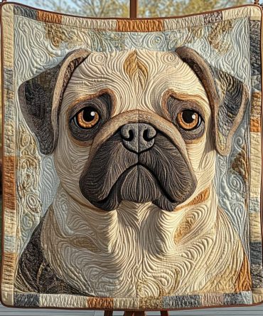 Adorable Pug Quilted Blanket