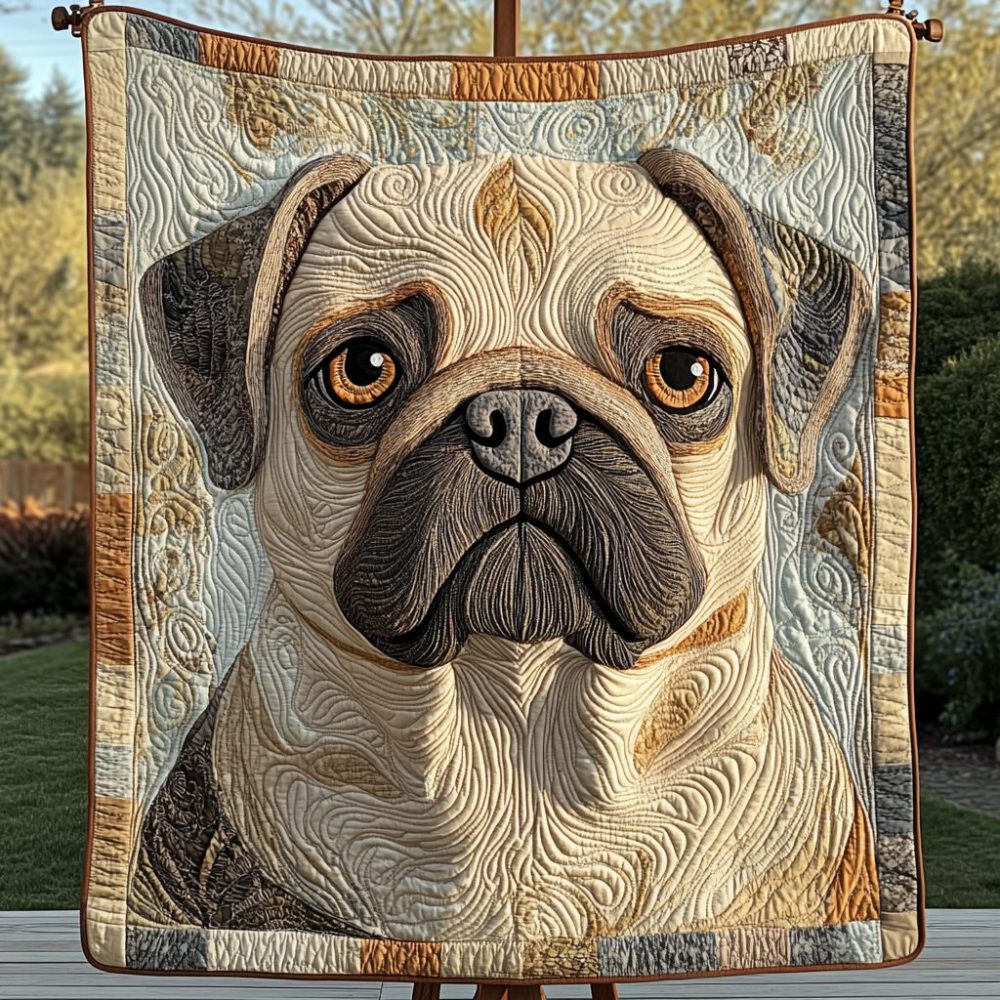 Adorable Pug Quilted Blanket