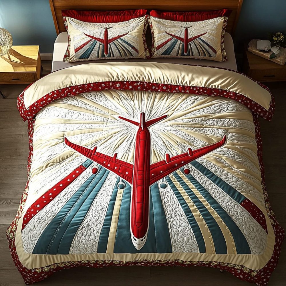 Adventure Airplane 3-Piece Quilted Bedding Set