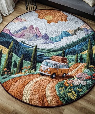 Adventure Road Quilted Round Mat