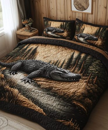 Alligator Charm 3-Piece Quilted Bedding Set