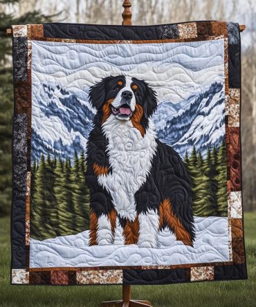 Alpine Bernese Dreams Quilted Blanket