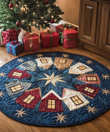Alpine Night Serenity Quilted Round Mat