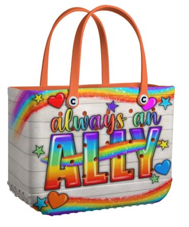 Vibrant 'Always An Ally' Tote Bag - Rainbow Pride Design, Perfect Gift For Supporters