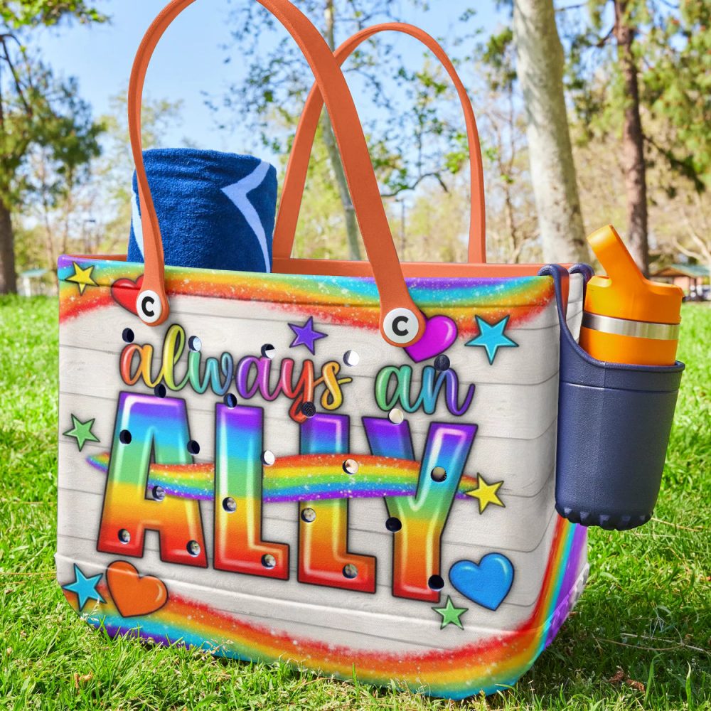 Vibrant 'Always An Ally' Tote Bag - Rainbow Pride Design, Perfect Gift For Supporters - Image 2