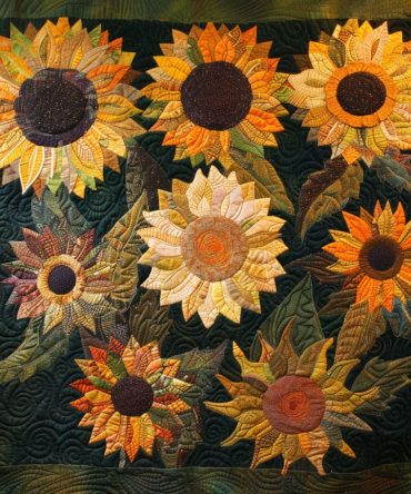 Amber Sunflower Delight Quilted Blanket