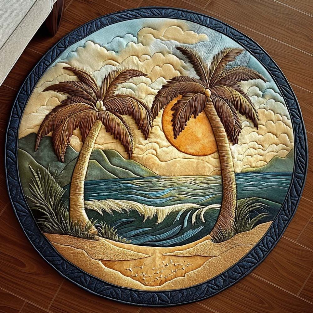 Amber Coastline Quilted Round Mat