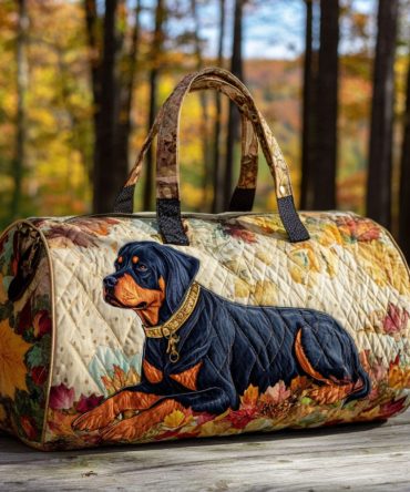 Amber Sky Rottweiler Quilted Duffle Bag