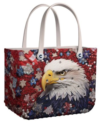Bucket Tote Bag, Limited Edition Bogg Bag, Beach Bag American Bald Eagle