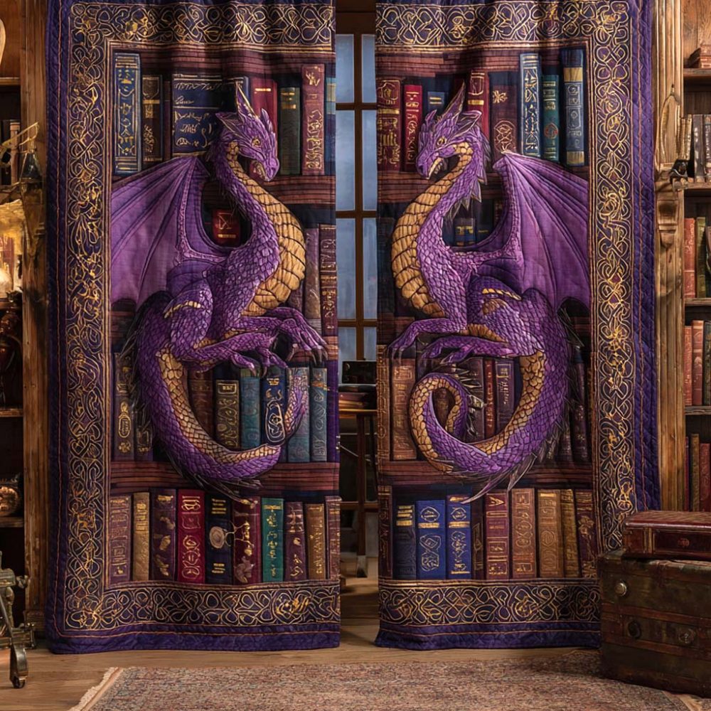 Amethyst Regal Dragons Quilted Curtains