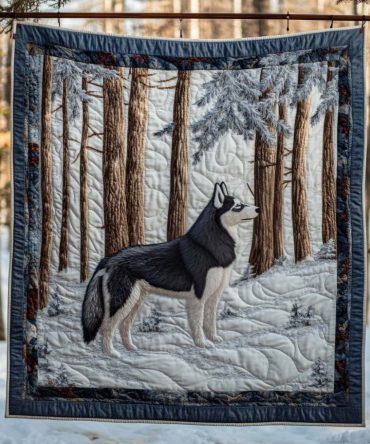 Among The Winter Pines Quilted Blanket